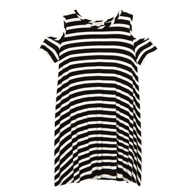 Girls' black and white striped dress